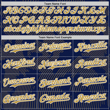 Charger l'image dans la galerie, Custom Navy Old Gold-White Curve Lines Authentic Baseball Jersey