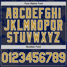 Charger l'image dans la galerie, Custom Navy Old Gold-White Curve Lines Authentic Baseball Jersey