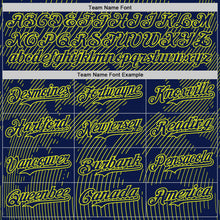 Load image into Gallery viewer, Custom Navy Neon Yellow Curve Lines Authentic Baseball Jersey