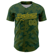 Laden Sie das Bild in den Galerie-Viewer, Custom Green Yellow Curve Lines Authentic Baseball Jersey