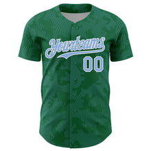 Загрузить изображение в средство просмотра галереи, Custom Kelly Green Light Blue-White Curve Lines Authentic Baseball Jersey