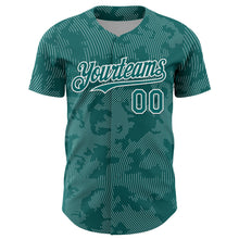 Laden Sie das Bild in den Galerie-Viewer, Custom Teal White Curve Lines Authentic Baseball Jersey