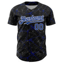 Laden Sie das Bild in den Galerie-Viewer, Custom Black Royal-White 3D Pattern Design Abstract Network Authentic Baseball Jersey