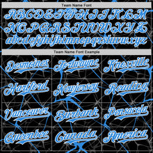 Charger l'image dans la galerie, Custom Black Electric Blue-White 3D Pattern Design Abstract Network Authentic Baseball Jersey