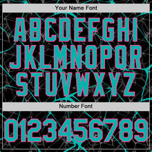 Load image into Gallery viewer, Custom Black Aqua-Pink 3D Pattern Design Abstract Network Authentic Baseball Jersey