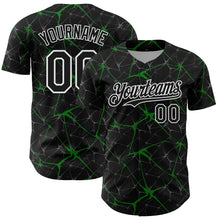 Load image into Gallery viewer, Custom Black Grass Green-White 3D Pattern Design Abstract Network Authentic Baseball Jersey