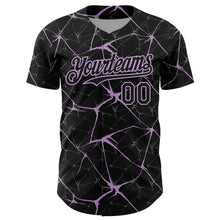 Charger l'image dans la galerie, Custom Black Light Purple 3D Pattern Design Abstract Network Authentic Baseball Jersey