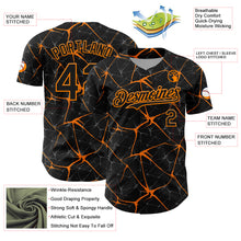 Charger l'image dans la galerie, Custom Black Bay Orange 3D Pattern Design Abstract Network Authentic Baseball Jersey