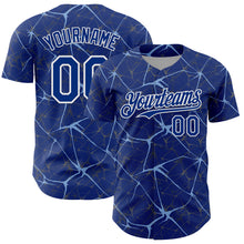 Load image into Gallery viewer, Custom Royal Light Blue-White 3D Pattern Design Abstract Network Authentic Baseball Jersey