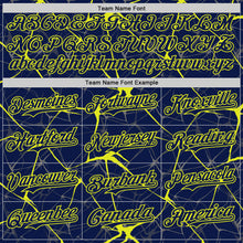 Laden Sie das Bild in den Galerie-Viewer, Custom Navy Neon Yellow 3D Pattern Design Abstract Network Authentic Baseball Jersey