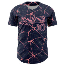 Laden Sie das Bild in den Galerie-Viewer, Custom Navy Medium Pink 3D Pattern Design Abstract Network Authentic Baseball Jersey