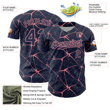 Laden Sie das Bild in den Galerie-Viewer, Custom Navy Medium Pink 3D Pattern Design Abstract Network Authentic Baseball Jersey