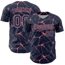 Laden Sie das Bild in den Galerie-Viewer, Custom Navy Medium Pink 3D Pattern Design Abstract Network Authentic Baseball Jersey