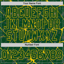 Charger l'image dans la galerie, Custom Green Yellow 3D Pattern Design Abstract Network Authentic Baseball Jersey