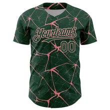 Load image into Gallery viewer, Custom Green Medium Pink 3D Pattern Design Abstract Network Authentic Baseball Jersey