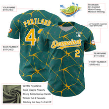 Load image into Gallery viewer, Custom Teal Gold-White 3D Pattern Design Abstract Network Authentic Baseball Jersey