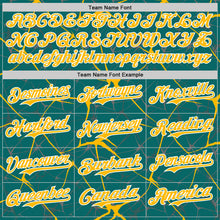 Load image into Gallery viewer, Custom Teal Gold-White 3D Pattern Design Abstract Network Authentic Baseball Jersey