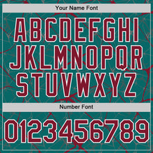 Load image into Gallery viewer, Custom Teal Crimson-White 3D Pattern Design Abstract Network Authentic Baseball Jersey