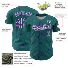 Load image into Gallery viewer, Custom Teal Purple-White 3D Pattern Design Abstract Network Authentic Baseball Jersey