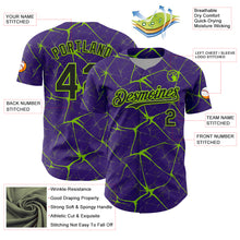 Laden Sie das Bild in den Galerie-Viewer, Custom Purple Black-Neon Green 3D Pattern Design Abstract Network Authentic Baseball Jersey