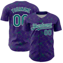 Загрузить изображение в средство просмотра галереи, Custom Purple Teal-White 3D Pattern Design Abstract Network Authentic Baseball Jersey
