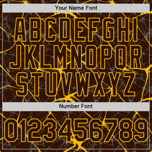 Загрузить изображение в средство просмотра галереи, Custom Brown Gold 3D Pattern Design Abstract Network Authentic Baseball Jersey