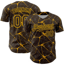 Загрузить изображение в средство просмотра галереи, Custom Brown Gold 3D Pattern Design Abstract Network Authentic Baseball Jersey