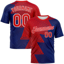 Load image into Gallery viewer, Custom Fire Red Blue-White 3D Pattern Zigzag Lineal Performance T-Shirt