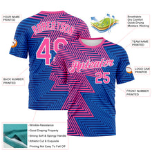Laden Sie das Bild in den Galerie-Viewer, Custom Pink Sky Blue-Black 3D Pattern Zigzag Lineal Performance T-Shirt