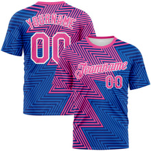 Laden Sie das Bild in den Galerie-Viewer, Custom Pink Sky Blue-Black 3D Pattern Zigzag Lineal Performance T-Shirt
