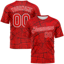Laden Sie das Bild in den Galerie-Viewer, Custom Fire Red-White 3D Pattern City Street Map Urban Grid Performance T-Shirt