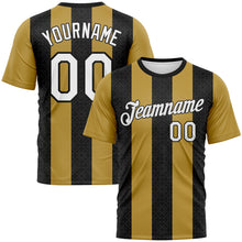 Load image into Gallery viewer, Custom Old Gold White-Black 3D Pattern Vertical Stripe Geometric Performance T-Shirt