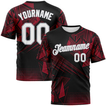 Charger l'image dans la galerie, Custom Black White Red-Gray 3D Pattern Abstract Geometric Shattered Angular Performance T-Shirt
