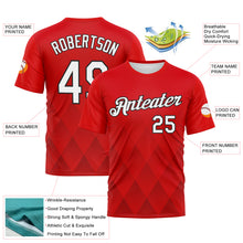 Load image into Gallery viewer, Custom Fire Red White-Black 3D Pattern Diamond Vintage Argyle Performance T-Shirt