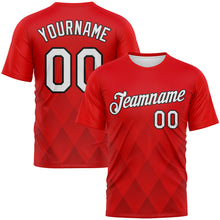 Load image into Gallery viewer, Custom Fire Red White-Black 3D Pattern Diamond Vintage Argyle Performance T-Shirt