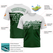 Charger l'image dans la galerie, Custom White-Green 3D Pattern Varsity Style Retro Stripe Performance T-Shirt