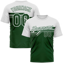 Charger l'image dans la galerie, Custom White-Green 3D Pattern Varsity Style Retro Stripe Performance T-Shirt