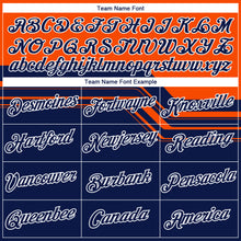 Laden Sie das Bild in den Galerie-Viewer, Custom Orange Navy-White 3D Pattern Varsity Style Retro Stripe Performance T-Shirt