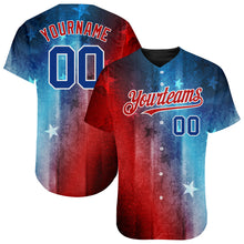 Load image into Gallery viewer, Custom Red Royal-Black 3D American Flag Fashion Authentic Baseball Jersey

