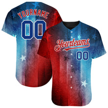 Load image into Gallery viewer, Custom Red Royal-Black 3D American Flag Fashion Authentic Baseball Jersey