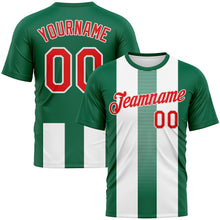 Load image into Gallery viewer, Custom Kelly Green Fire Red-White 3D Pattern Vertical Stripe Vintage Style Performance T-Shirt