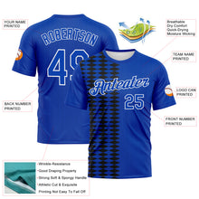 Load image into Gallery viewer, Custom Thunder Blue Black Royal-White 3D Pattern Classic Argyle Diamond Performance T-Shirt