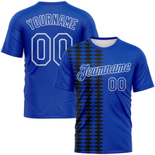 Load image into Gallery viewer, Custom Thunder Blue Black Royal-White 3D Pattern Classic Argyle Diamond Performance T-Shirt