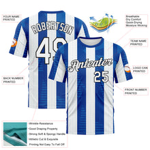 Charger l'image dans la galerie, Custom Blue White-Black 3D Pattern Vertical Stripe Vintage Style Performance T-Shirt