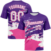 Laden Sie das Bild in den Galerie-Viewer, Custom Purple White-Pink 3D Pattern Splash Performance T-Shirt