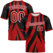 Загрузить изображение в средство просмотра галереи, Custom Black Red-White 3D Pattern Jagged Stripe Abstract Geometric Performance T-Shirt