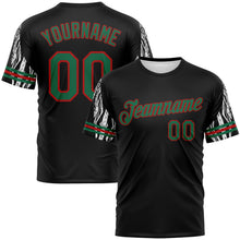 Load image into Gallery viewer, Custom Black Kelly Green-Red 3D Pattern Zebra Performance T-Shirt