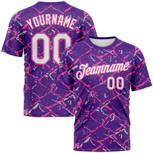 Загрузить изображение в средство просмотра галереи, Custom Purple White-Pink 3D Pattern Chain Link Cracked Performance T-Shirt