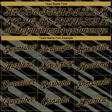 Load image into Gallery viewer, Custom Black Steel Gray-Old Gold 3D Pattern Diagonal Stripe Speed Line Performance T-Shirt