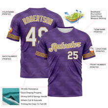 Загрузить изображение в средство просмотра галереи, Custom Purple White-Old Gold 3D Pattern Phantom Subtle Grid Performance T-Shirt
